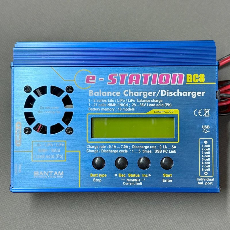 BANTAM E-STATION BC8 0.1-7A 1-8S LIPO LIFE CHARGER/DISCHARGER (DC INPUT)