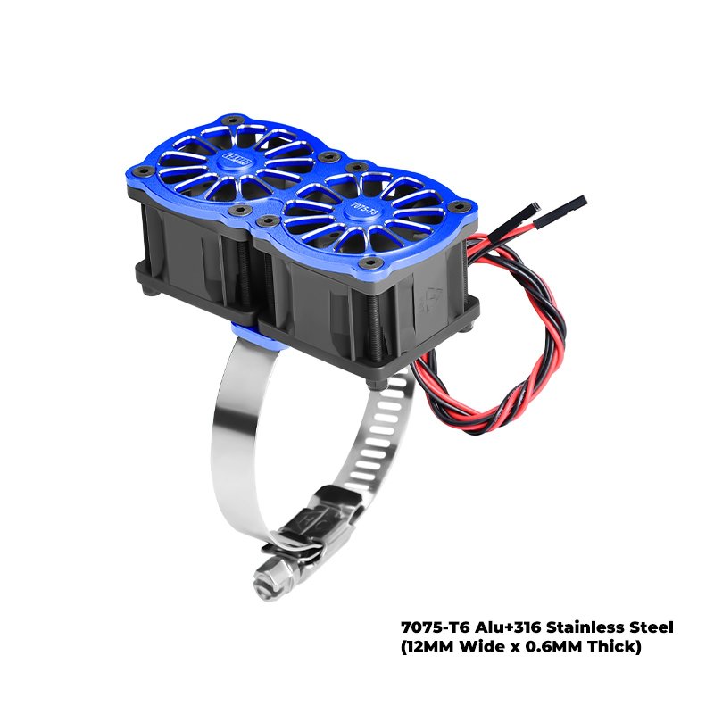 7075-T6 Alloy+316 Stainless Steel Dual 40x28mm Cooling Fan Ajustable For 56-70 Series Motor - GPM GPM5276FANB2