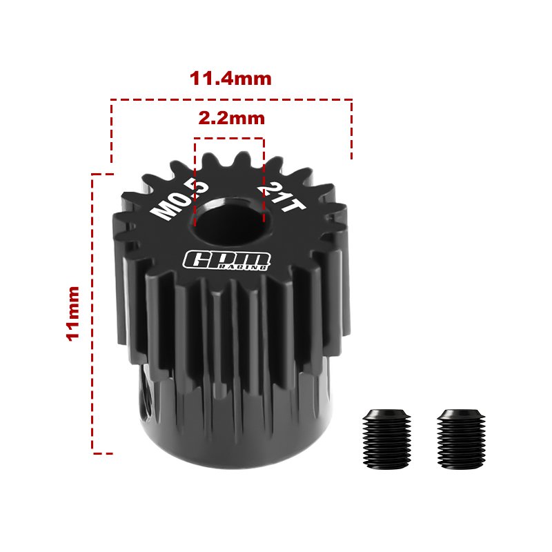 40Cr Steel Motor Gear 21T ( Module:0.5mm, Motor Tooth Diameter:2.2mm) - GPM MG221T/0.5M