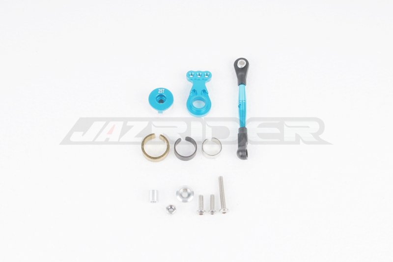 Jazrider Tamiya GF-01 Chasis Aluminium Hi-torque Servo Saver 25T w/Aluminium Tie Rod Set (Blue)