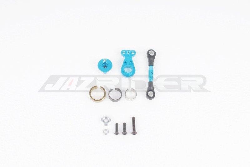 Jazrider Tamiya TT-02/TT-02B Chasis Aluminium Hi-torque Servo Saver 25T w/Aluminium Tie Rod Set (Blue)