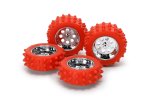 田宮 Tamiya 95713 輪胎與輪圈組 Jr Red Spike Tire with Silver Color Plated Wheel Set 迷你四驅車後備配件 雙星孖星