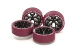 田宮 Tamiya 95708 輪胎 輪圈 Jr Small Diameter Low-Friction Low Profile Tires w/Y-Spoke Carbon Wheels (Asia Challenge) 迷你四驅車後備配件 車呔&車輪 雙星孖星