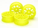 Tamiya 54850 - 24mm Fluorescent Yellow Mesh Wheels (+2 Offset, 4 Pcs.) OP-1850